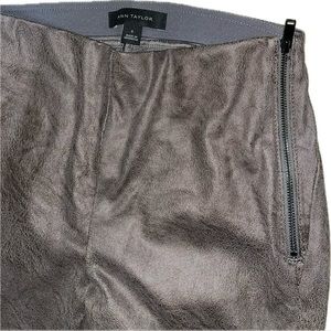 Ann Taylor Zip Detail Dark Gray Suede Pants Elastic Waist